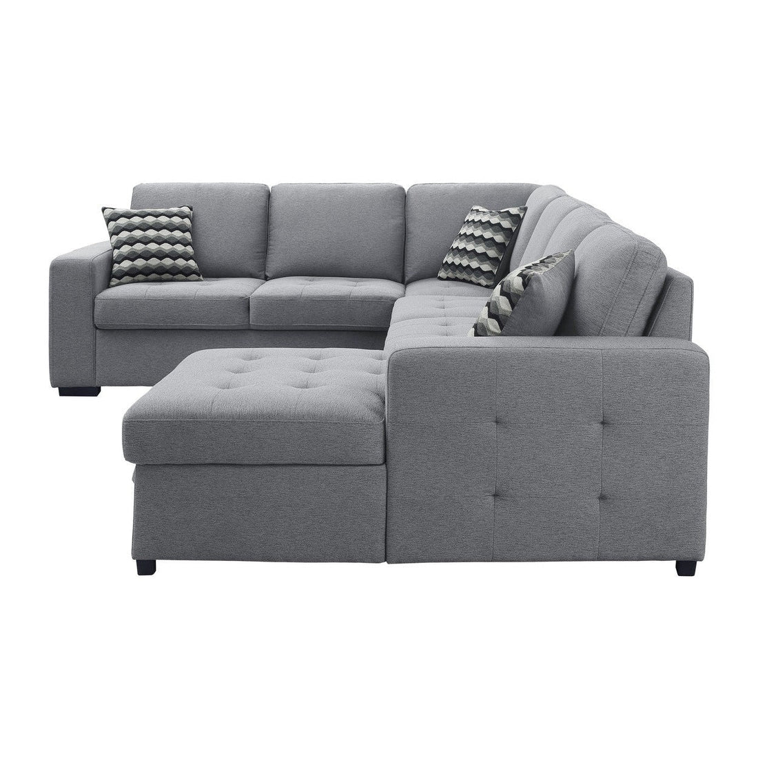 (4)4-Piece Sectional with Pull-out Bed and Hidden Storage 9313GY*42LRC