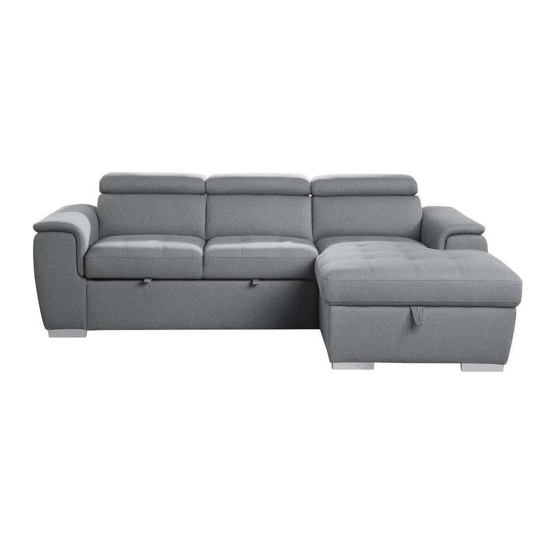 (2)2-Piece Sectional with Pull-out Bed and Adjustable Headrests 9355GY*22LRC
