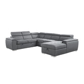(4)4-Piece Sectional with Pull-out Bed and Adjustable Headrests 9355GY*42LRC