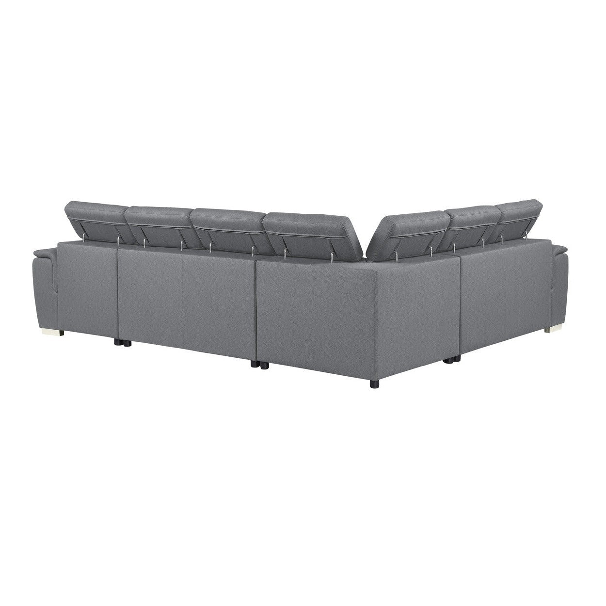 (4)4-Piece Sectional with Pull-out Bed and Adjustable Headrests 9355GY*42LRC
