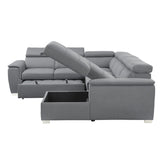 (4)4-Piece Sectional with Pull-out Bed and Adjustable Headrests 9355GY*42LRC
