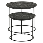 Loannis 2-piece Round Nesting Table Matte Black 935842