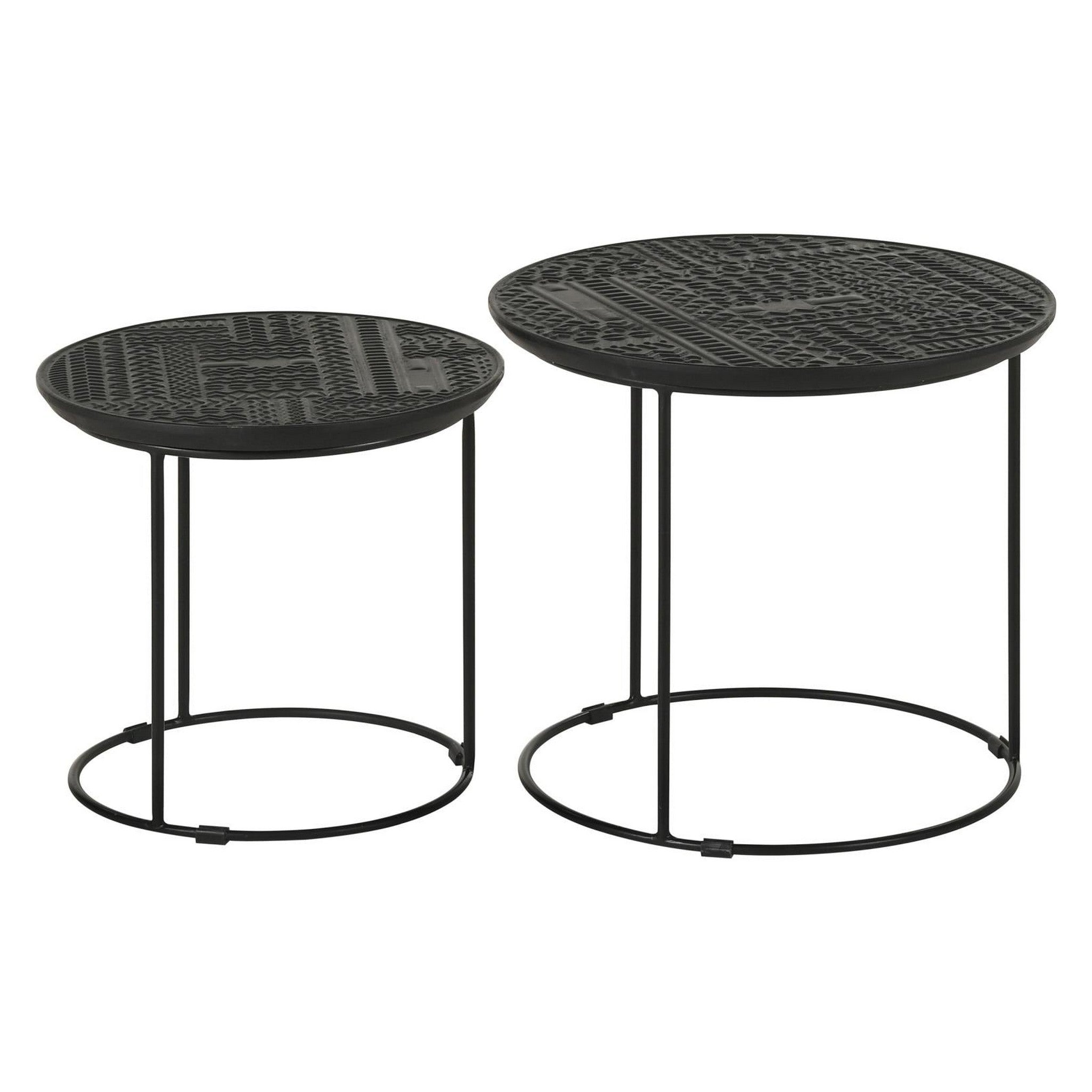Loannis 2-piece Round Nesting Table Matte Black 935842