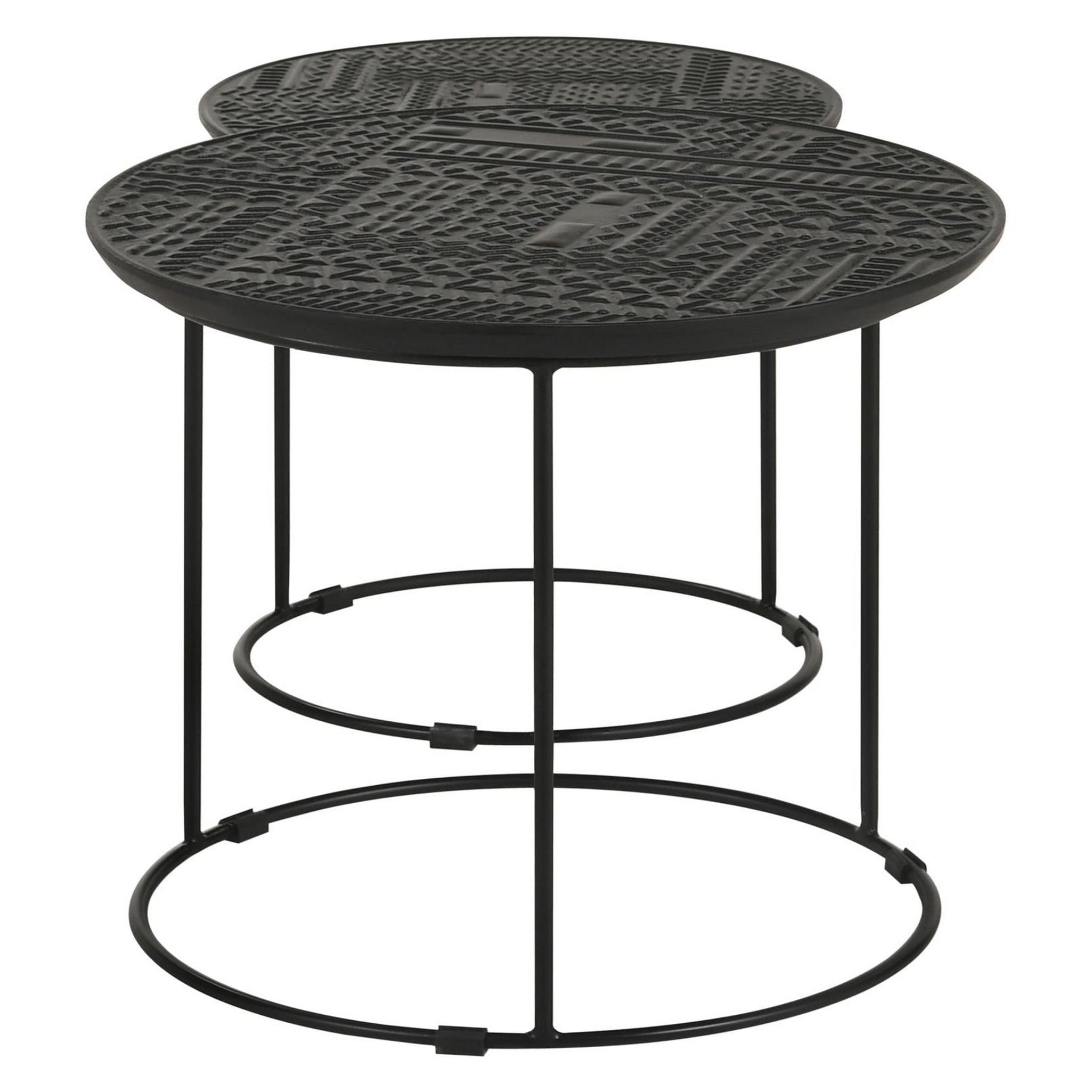 Loannis 2-piece Round Nesting Table Matte Black 935842