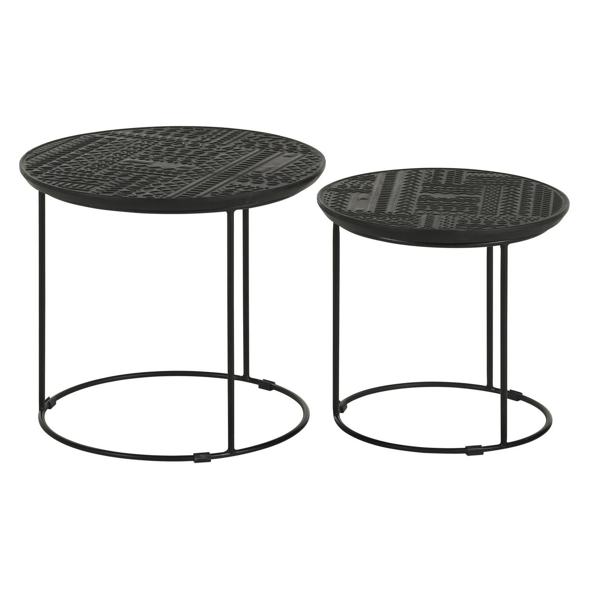 Loannis 2-piece Round Nesting Table Matte Black 935842