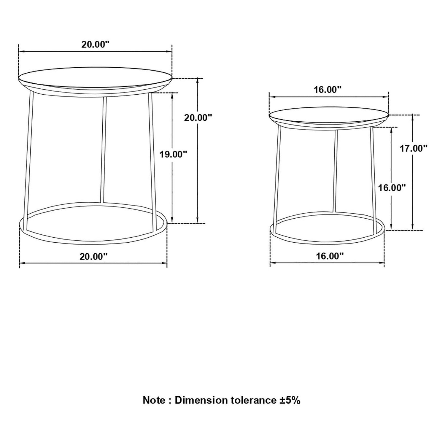 Loannis 2-piece Round Nesting Table Matte Black 935842