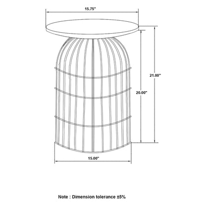Bernardo Round Accent Table with Bird Cage Base Natural and Gunmetal 935860