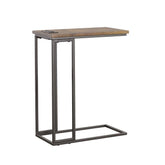 Rudy Snack Table with Power Outlet Gunmetal and Antique Brown 935871