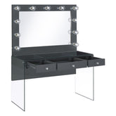 Afshan 3-drawer Vanity Desk with Lighting Mirror Grey High Gloss 935923