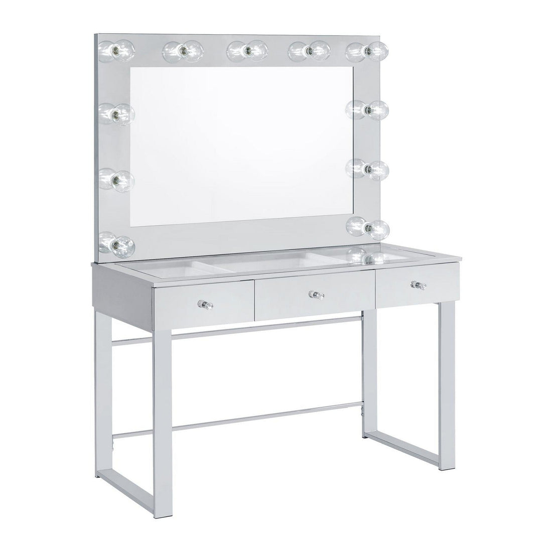 Umbridge 3-drawer Vanity with Lighting Chrome and White 935934