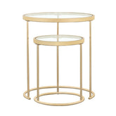 Maylin 2-piece Round Glass Top Nesting Tables Gold 935936