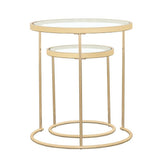 Maylin 2-piece Round Glass Top Nesting Tables Gold 935936