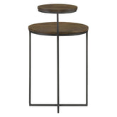 Yael Round Accent Table Natural and Gunmetal 935980