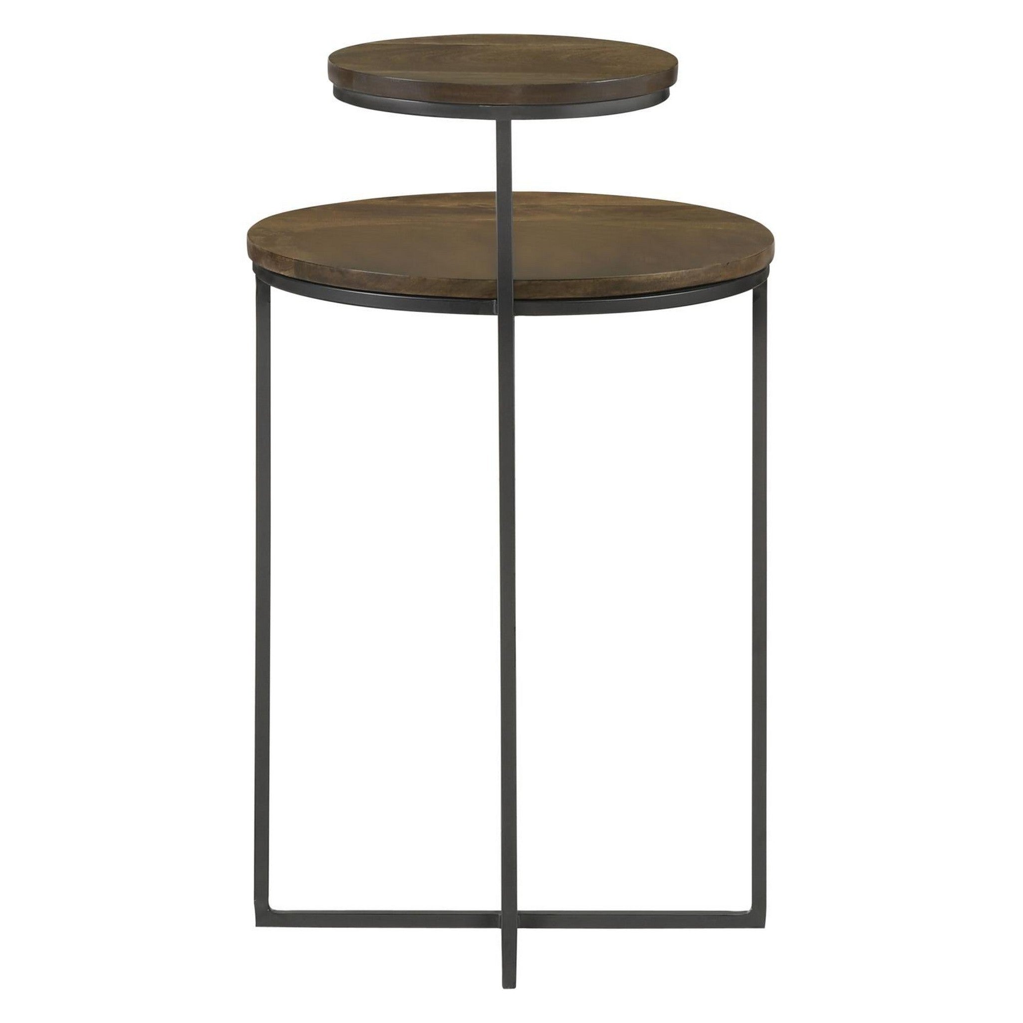 Yael Round Accent Table Natural and Gunmetal 935980