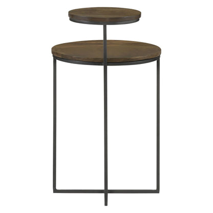 Yael Round Accent Table Natural and Gunmetal 935980
