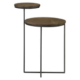 Yael Round Accent Table Natural and Gunmetal 935980