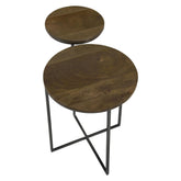 Yael Round Accent Table Natural and Gunmetal 935980