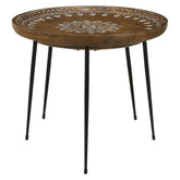 Nuala 2-piece Round Nesting Table with Tripod Tapered Legs Honey and Black 935984