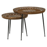 Nuala 2-piece Round Nesting Table with Tripod Tapered Legs Honey and Black 935984
