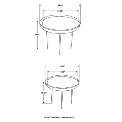 Nuala 2-piece Round Nesting Table with Tripod Tapered Legs Honey and Black 935984