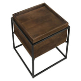 Ondrej Square Accent Table with Removable Top Tray Dark Brown and Gunmetal 936007