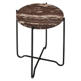 Latifa Round Accent Table with Marble Top Red and Black 936010