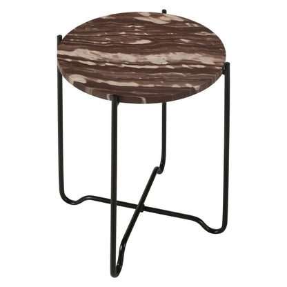 Latifa Round Accent Table with Marble Top Red and Black 936010
