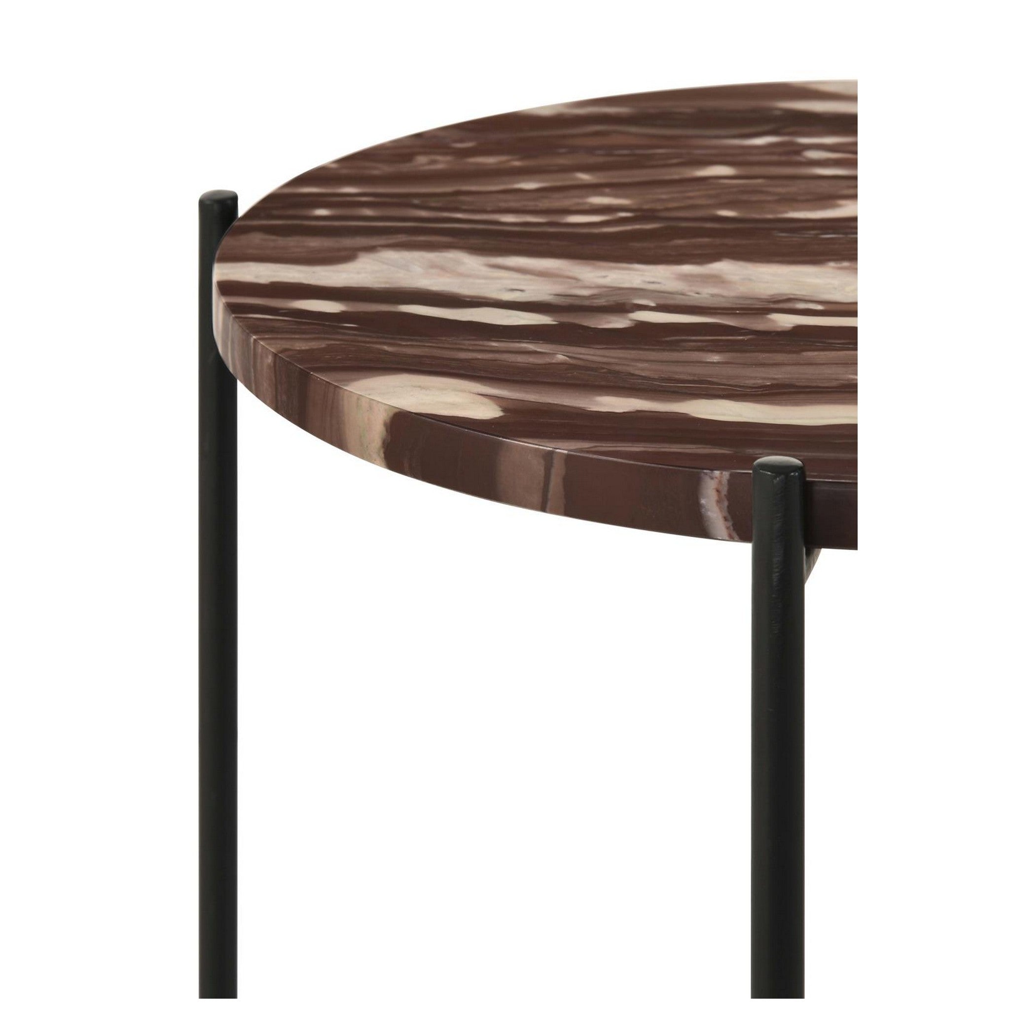 Latifa Round Accent Table with Marble Top Red and Black 936010
