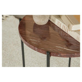 Latifa Round Accent Table with Marble Top Red and Black 936010