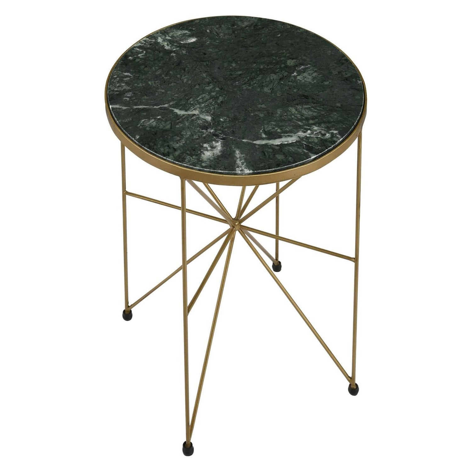 Eliska Round Accent Table with Marble Top Green and Antique Gold 936061