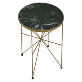 Eliska Round Accent Table with Marble Top Green and Antique Gold 936061