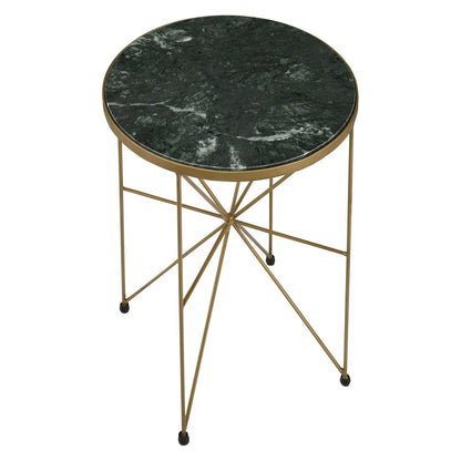 Eliska Round Accent Table with Marble Top Green and Antique Gold 936061