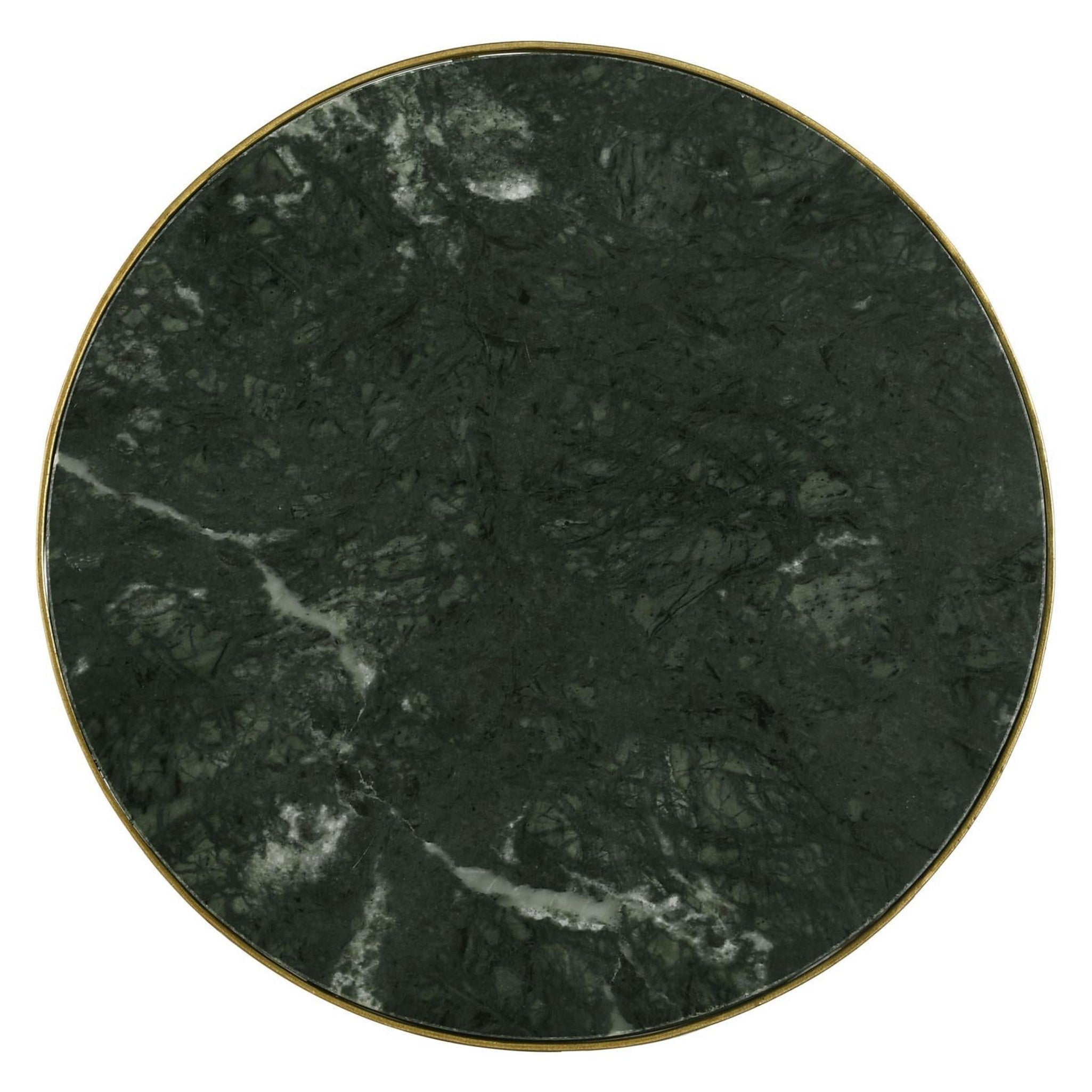 Eliska Round Accent Table with Marble Top Green and Antique Gold 936061