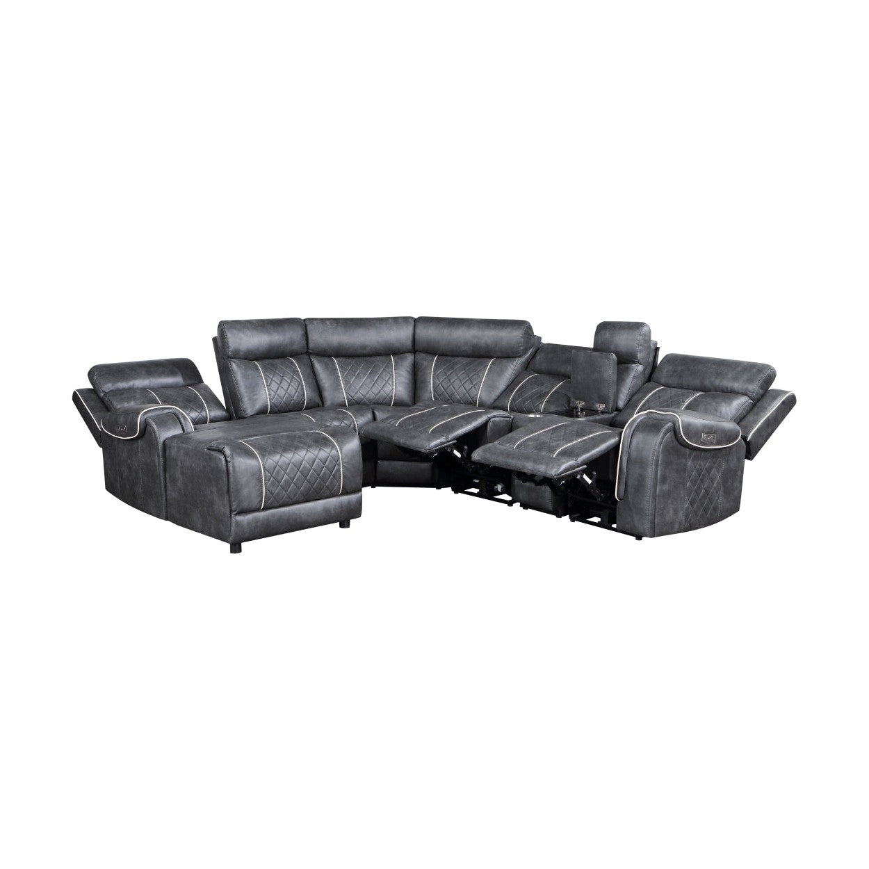 (6)6-Piece Modular Power Reclining Sectional with Left Chaise 9377GRY*6LCRRPW