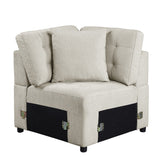 (4)4-Piece Sectional with Pull-out Ottoman 9401BEG*42LRU