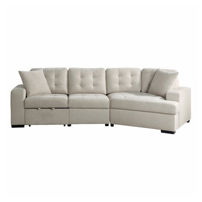 (2)2-Piece Sectional with Pull-out Ottoman 9401BEG*22LRU