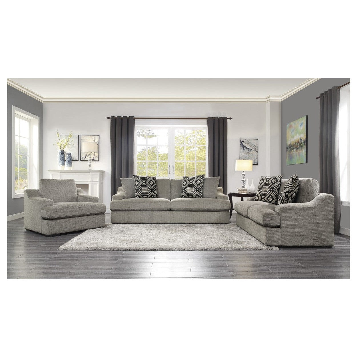 Love Seat with 2 Pillows 9404GY-2