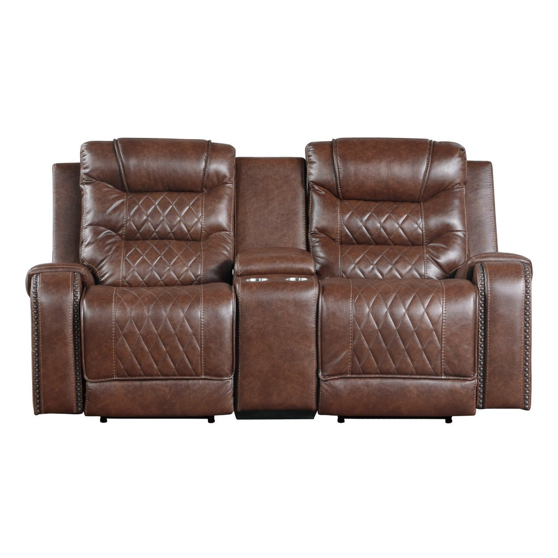 Power Double Reclining Love Seat with Console, Receptacles and USB port 9405BR-2PW