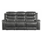 Double Reclining Sofa with Drop-Down Cup Holders, Receptacles and USB ports 9405GY-3