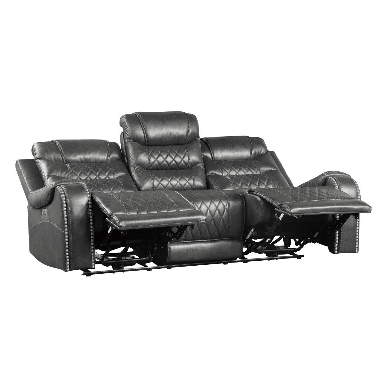 Power Double Reclining Sofa with Drop-Down Cup Holders, Receptacles and USB ports 9405GY-3PW