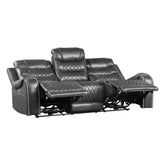 Power Double Reclining Sofa with Drop-Down Cup Holders, Receptacles and USB ports 9405GY-3PW