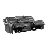 Power Double Reclining Sofa with Drop-Down Cup Holders, Receptacles and USB ports 9405GY-3PW