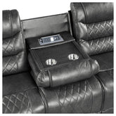 Double Reclining Sofa with Drop-Down Cup Holders, Receptacles and USB ports 9405GY-3