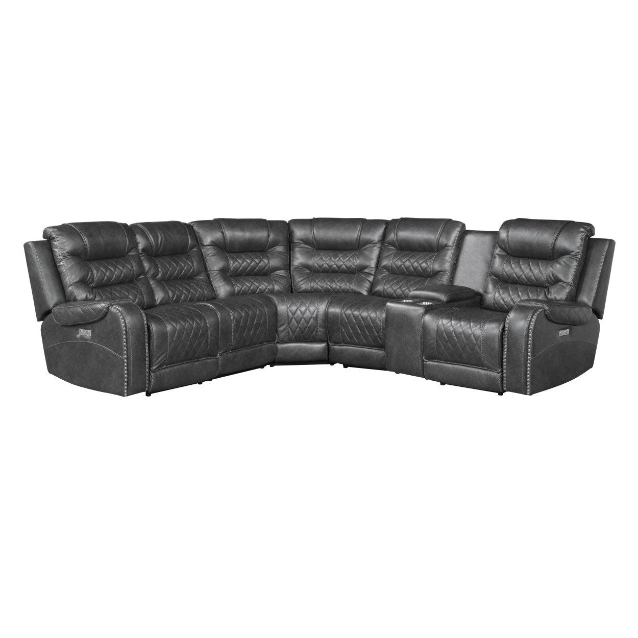 (6)6-Piece Modular Power Reclining Sectional 9405GY*6LRRR