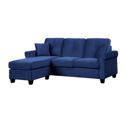 Reversible Sofa Chaise, 2 pillows, Navy Velvet 9411NV-3SC