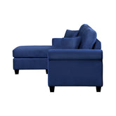 Reversible Sofa Chaise, 2 pillows, Navy Velvet 9411NV-3SC