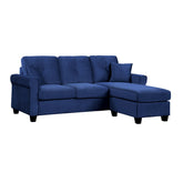 Reversible Sofa Chaise, 2 pillows, Navy Velvet 9411NV-3SC