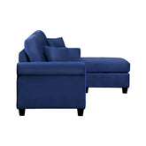 Reversible Sofa Chaise, 2 pillows, Navy Velvet 9411NV-3SC