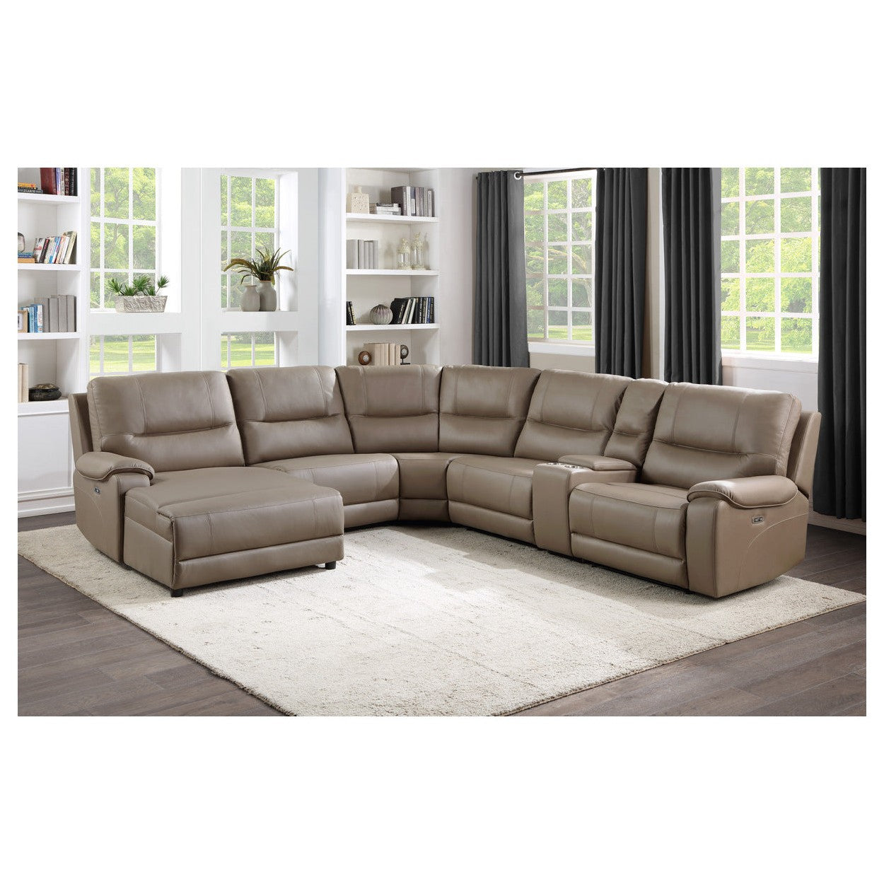 (6)6-Piece Modular Power Reclining Sectional with Power Headrest and Left Chaise 9429TP*6LCRRPWH