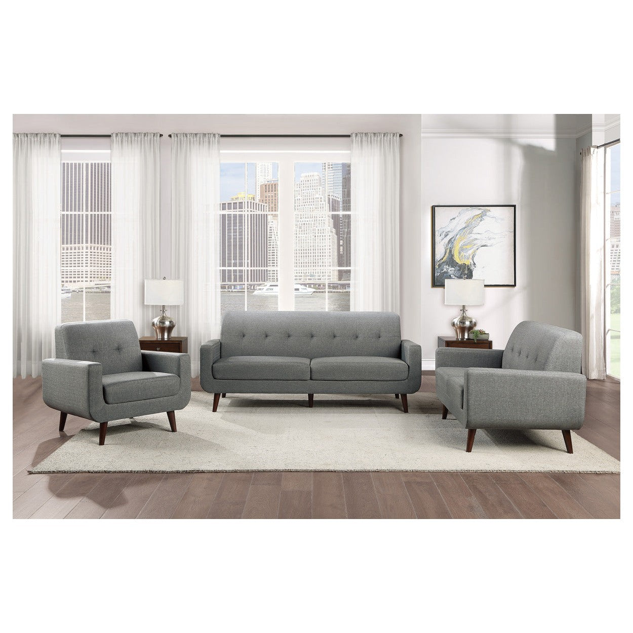 2pc Set: Love, Chair 9433GY*2